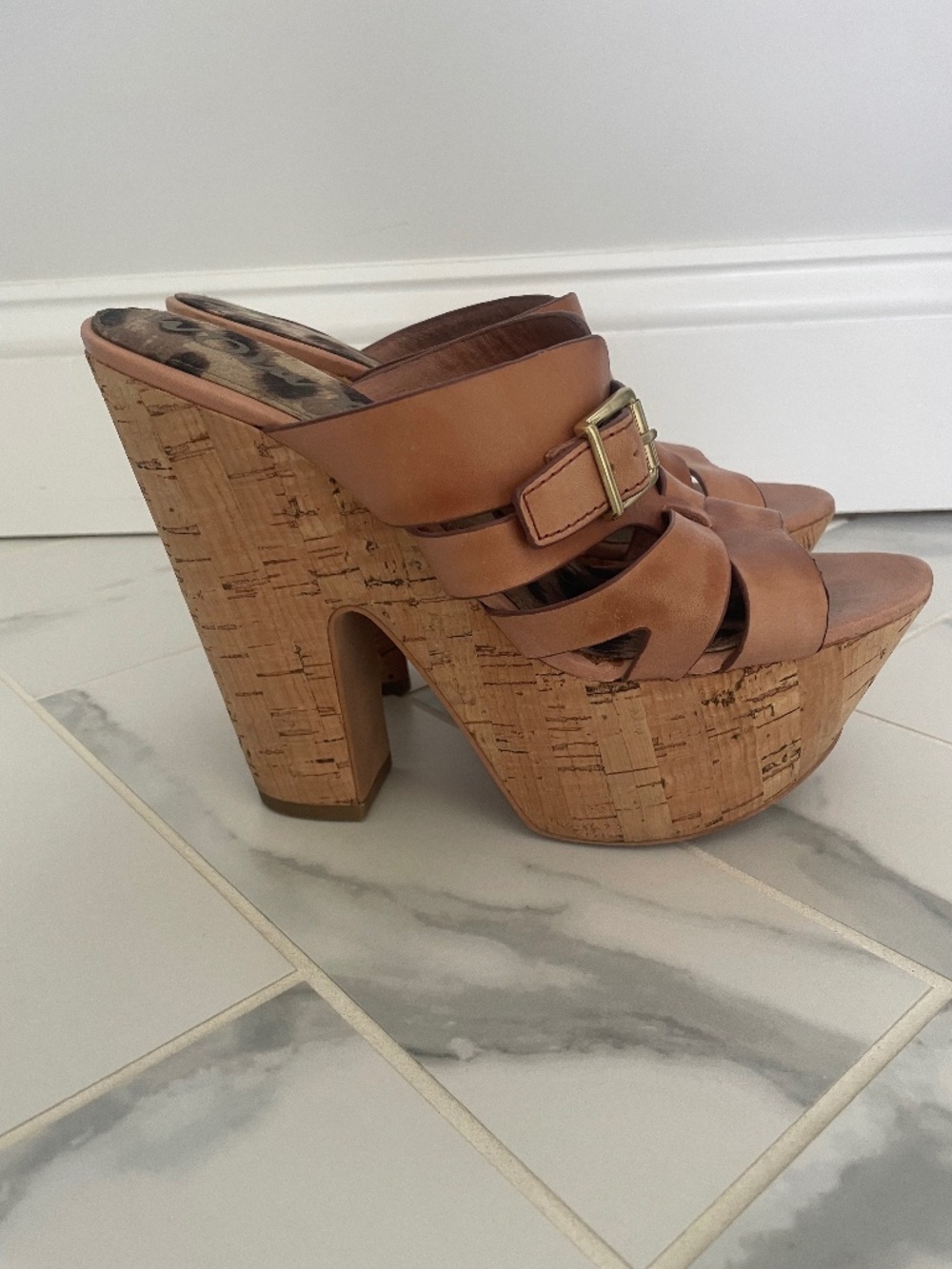 am Edelman “Chase” Cork Platform Sandals / Chase Wedge Sandals